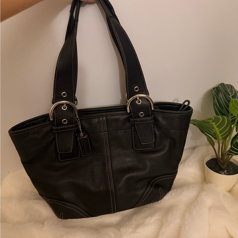 Coach Black Leather Tote Bag - Picture 7 of 15